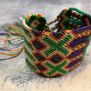 Colorful Woven Bracelet Cuff 2 inch